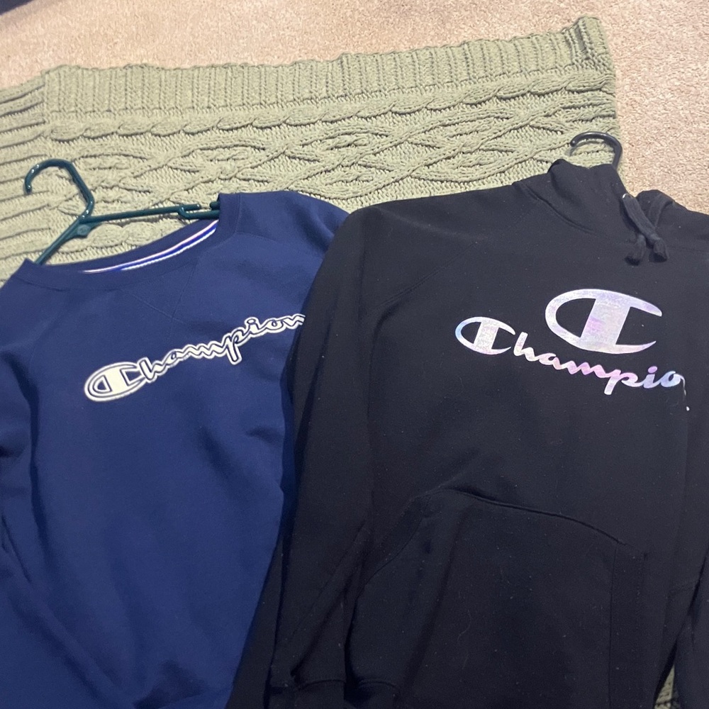 2 pc Women’s Champion Navy and Black Hoodies